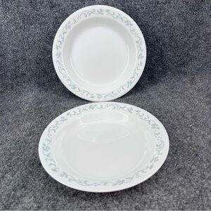 Vintage Corelle Country Cottage Rim Soup Bowls Flat Bottom Blue Hearts Lot Of 2